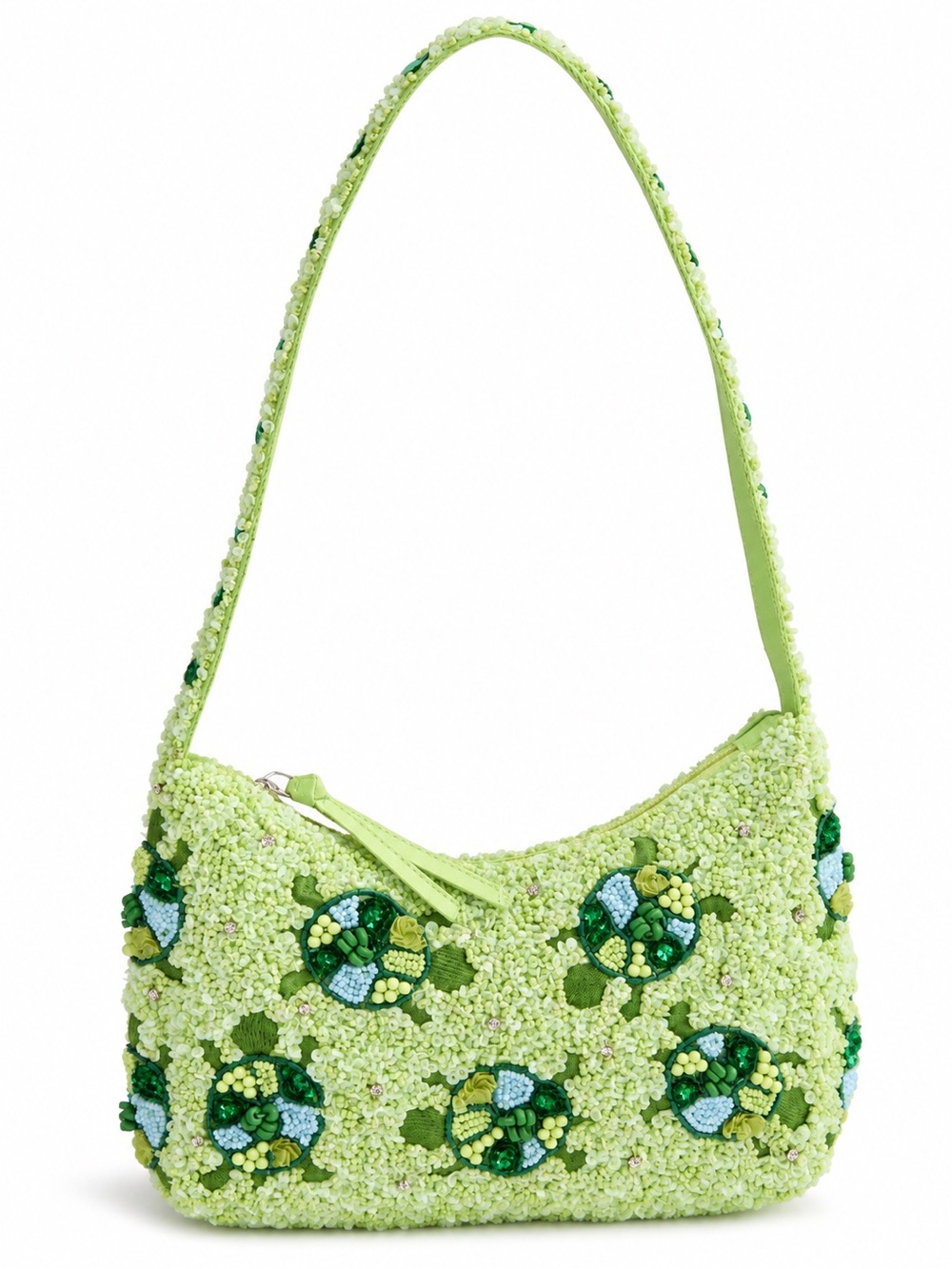Vera Bradley Lime Green Floral Beaded Shoulder Bag